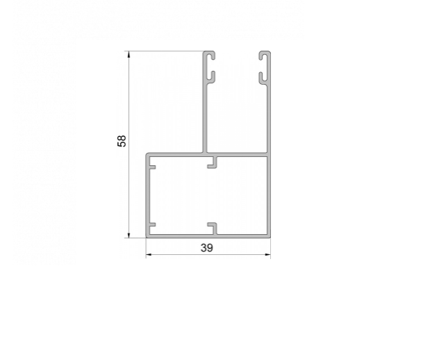 Vodící lišta Alu 58x39x58 GL755 odsazená o 17 mm