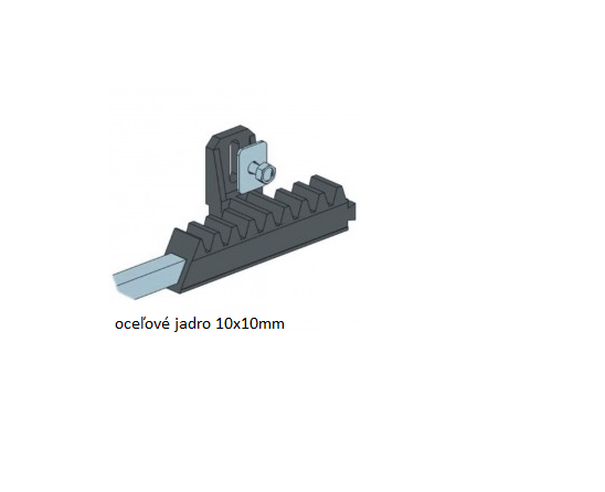 Hřeben 28 x 20 mm, nylon-kov, 6x úchyt + šrouby, 1016 mm, do 700 kg