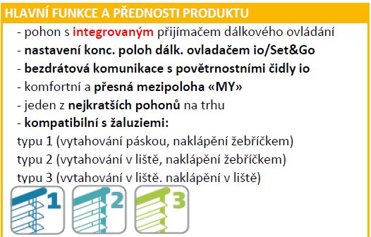 Žaluziový středový pohon Somfy J406 io Protect- 6 Nm