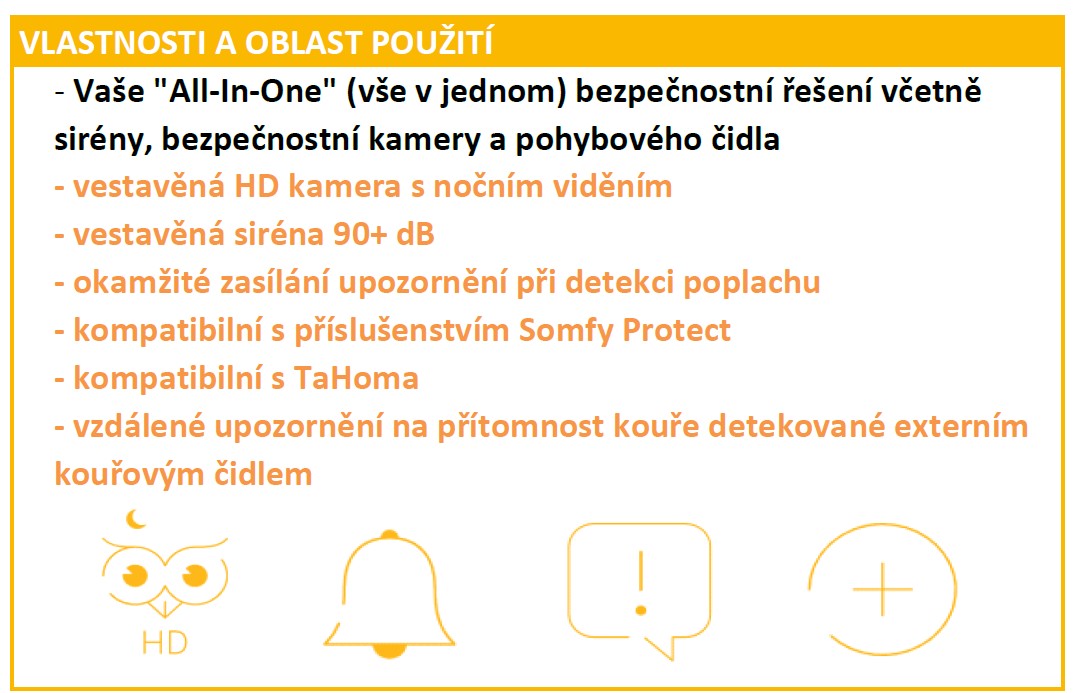 Somfy One+ - kamera, siréna, pohybové čidlo a záložní zdroj