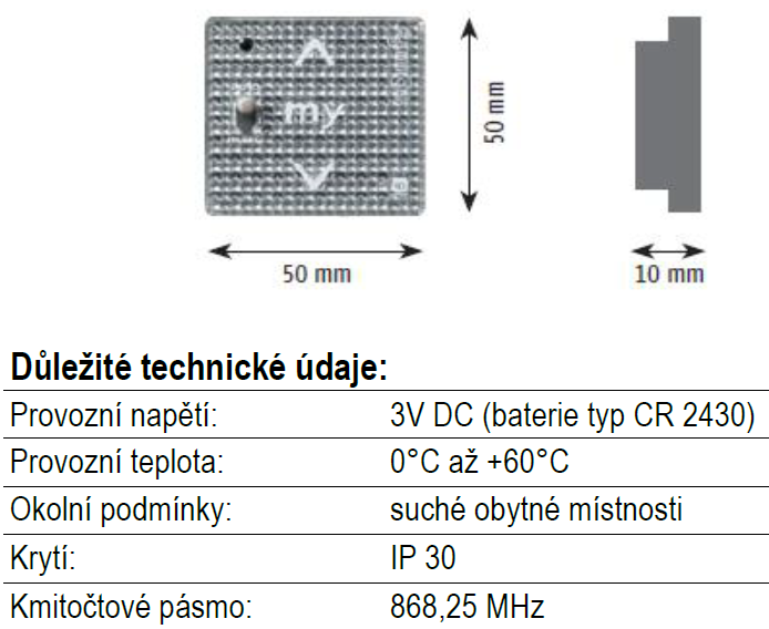 Dotykový nástěnný dálkový ovladač Somfy Smoove RS 100 io